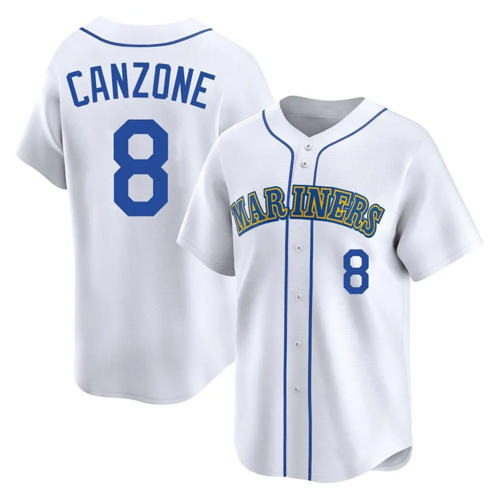 Kooe S.Mariners #8 Dominic Canzone Player White Pitch Fashion Game Stitched Jerseys