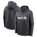 Kooe S.Seahawks Gray LOGO Pullover Hoodies Game Blank Player Stitched Jerseys