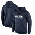 Kooe S.Seahawks Navy LOGO Pullover Hoodies Game Blank Player Stitched Jerseys