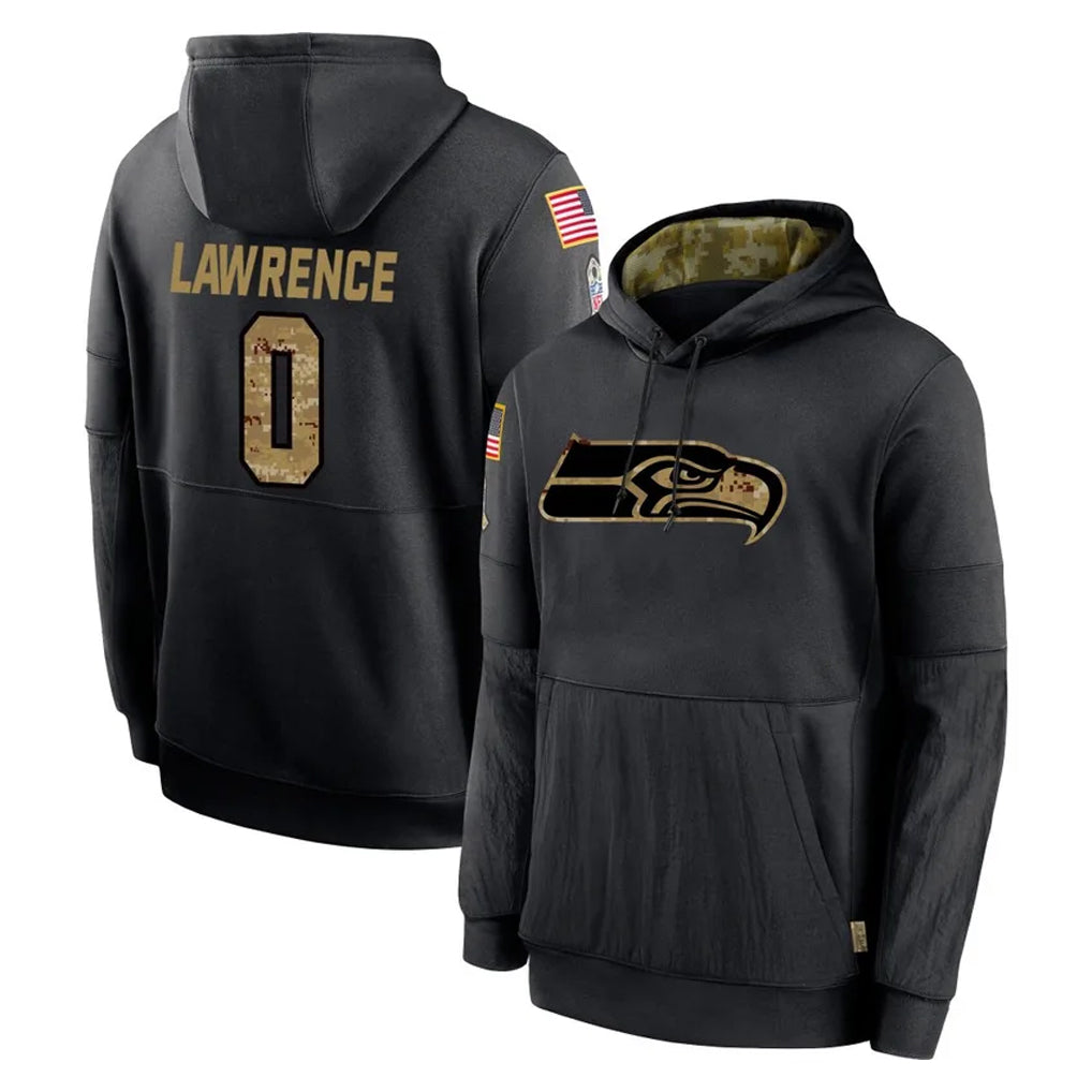 Kooe S.Seahawks #0 DeMarcus Lawrence Player Black Salute to Service Hoodies Limited Game Stitched Jerseys