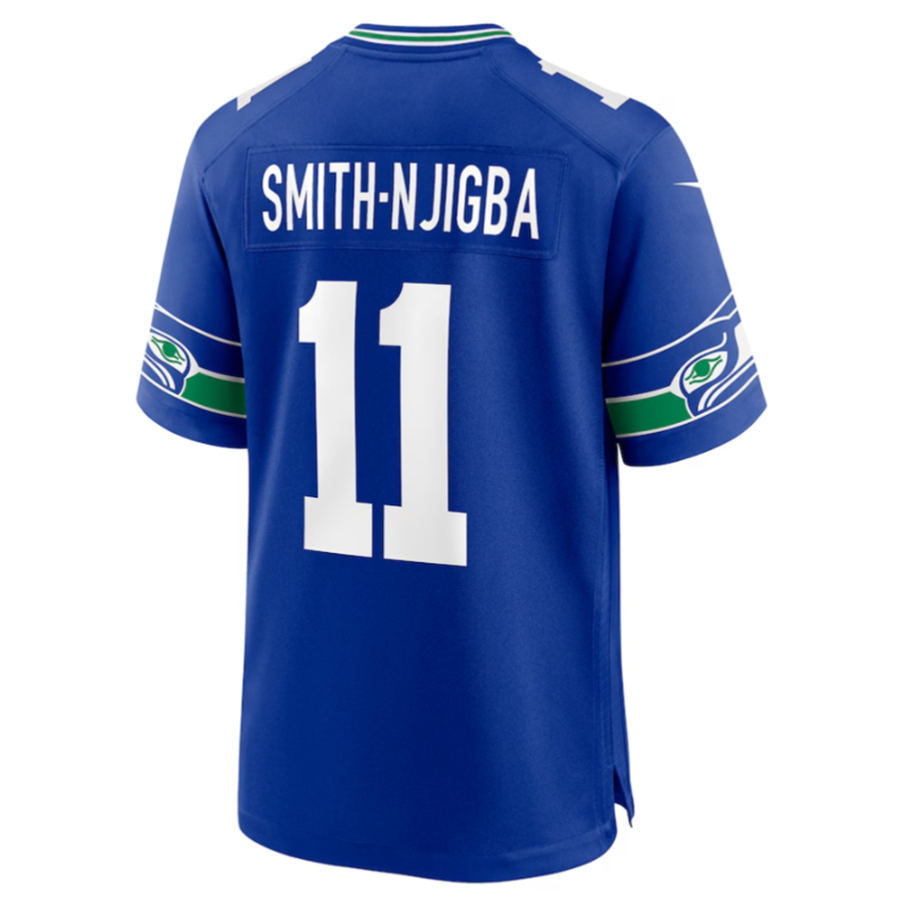Kooe S.Seahawks #11 Jaxon Smith-Njigba Royal Throwback Player Game Jersey American Stitched Jerseys