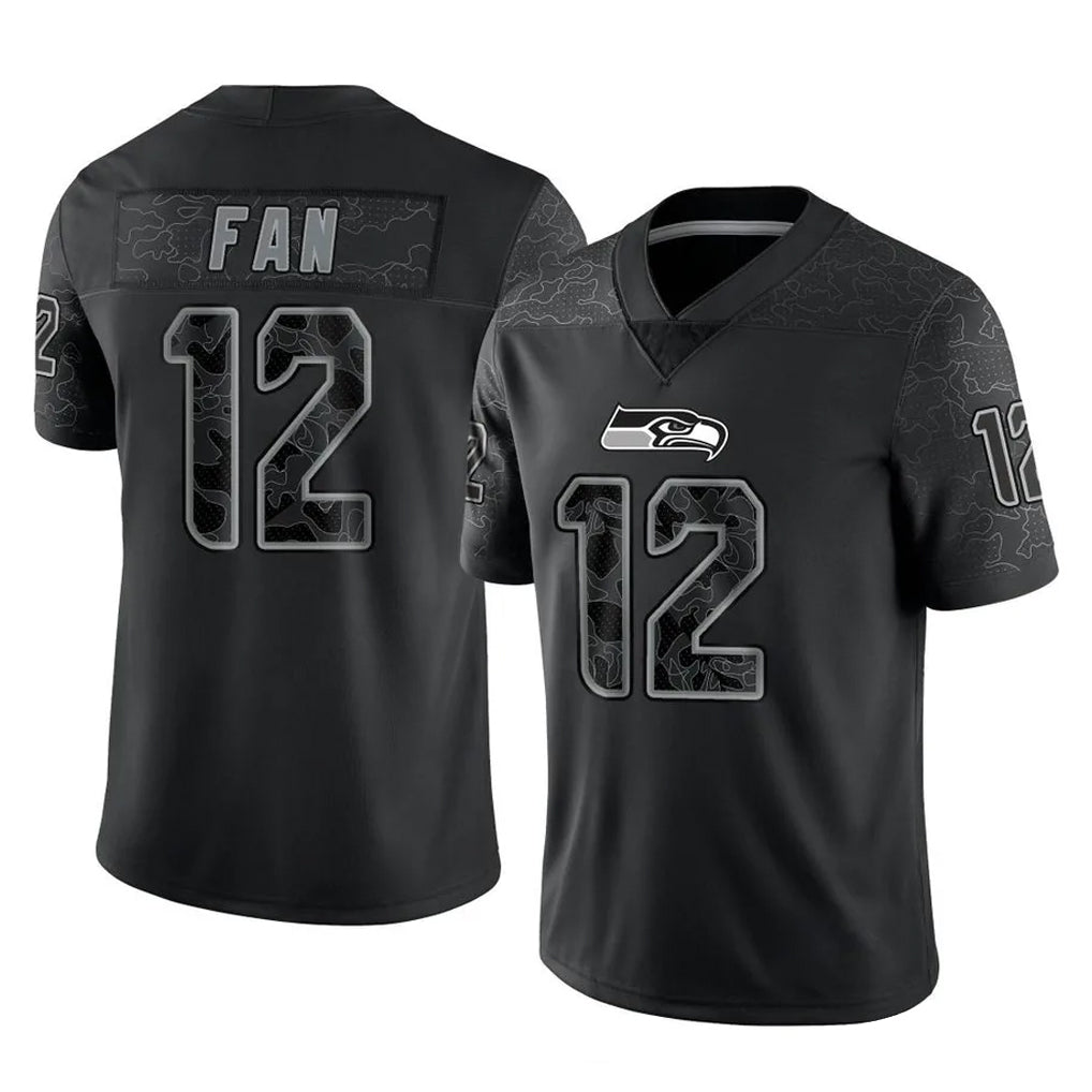 Kooe S.Seahawks #12 12th Fan Player Black Limited Reflective Home Game Stitched Jerseys
