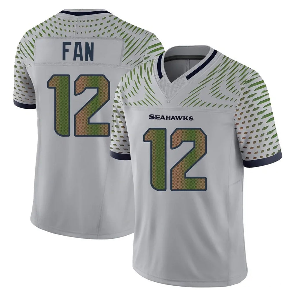 Kooe S.Seahawks #12 12th Fan Player Grey Limited 2025 Rivalries Collection Home Game Stitched Jerseys