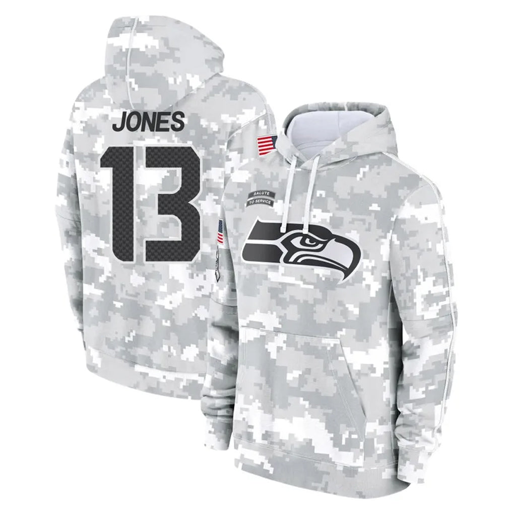 Kooe S.Seahawks #13 Ernest Jones IV Player Arctic Camo Limited Salute to Service Pullover Hoodies Game Stitched Jerseys