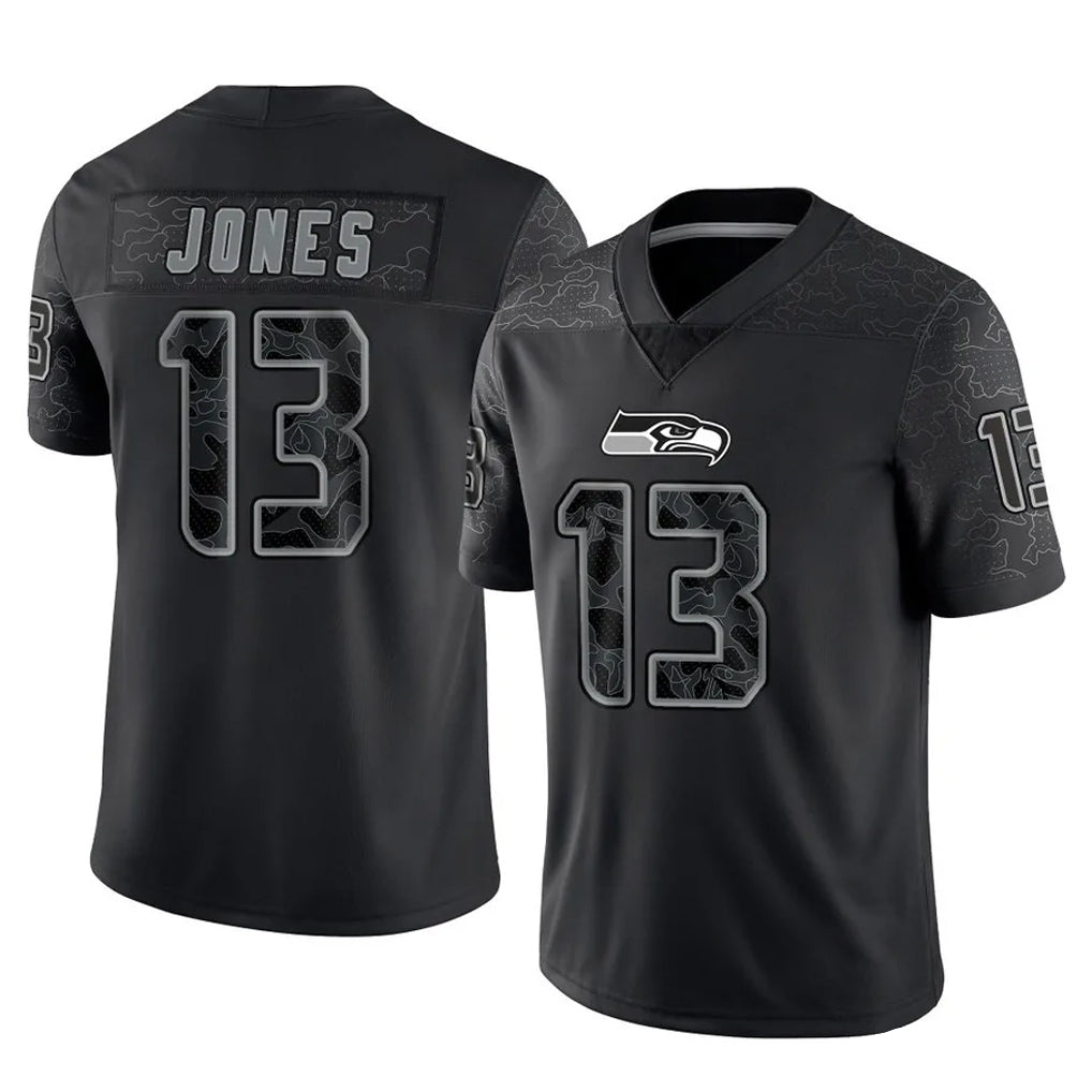 Kooe S.Seahawks #13 Ernest Jones IV Player Black Limited Reflective Home Game Stitched Jerseys