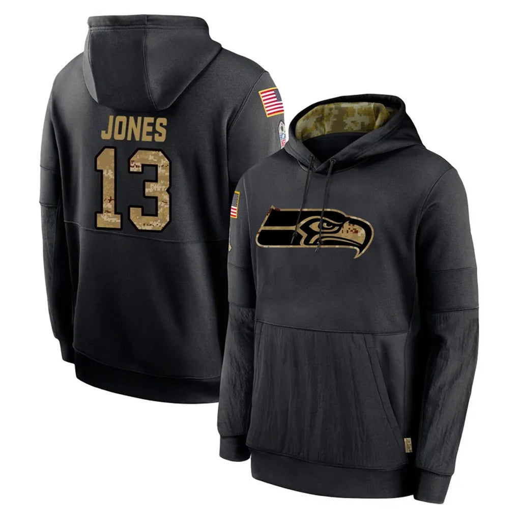 Kooe S.Seahawks #13 Ernest Jones IV Player Black Salute to Service Hoodies Limited Game Stitched Jerseys