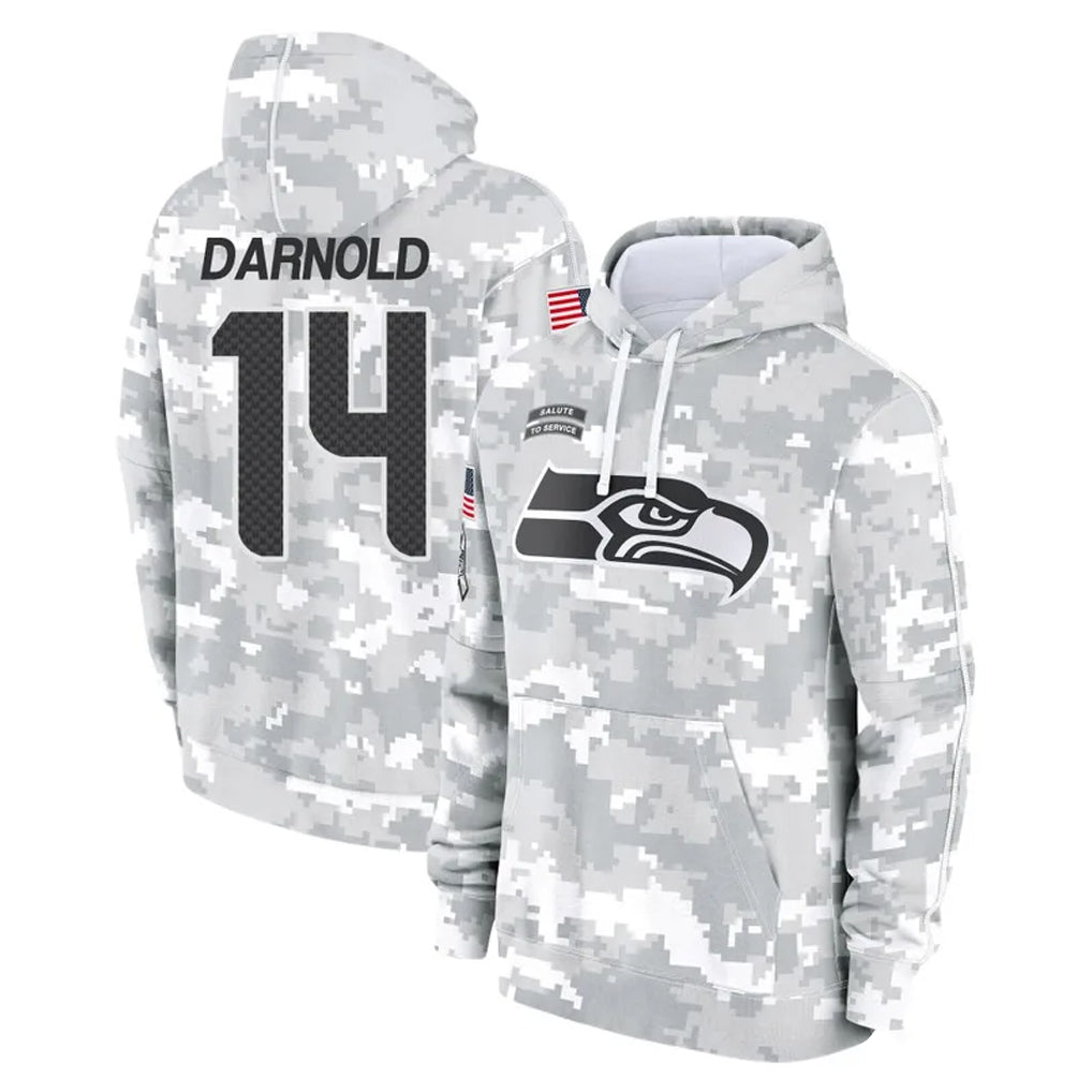 Kooe S.Seahawks #14 Sam Darnold Player Arctic Camo Limited Salute to Service Pullover Hoodies Game Stitched Jerseys