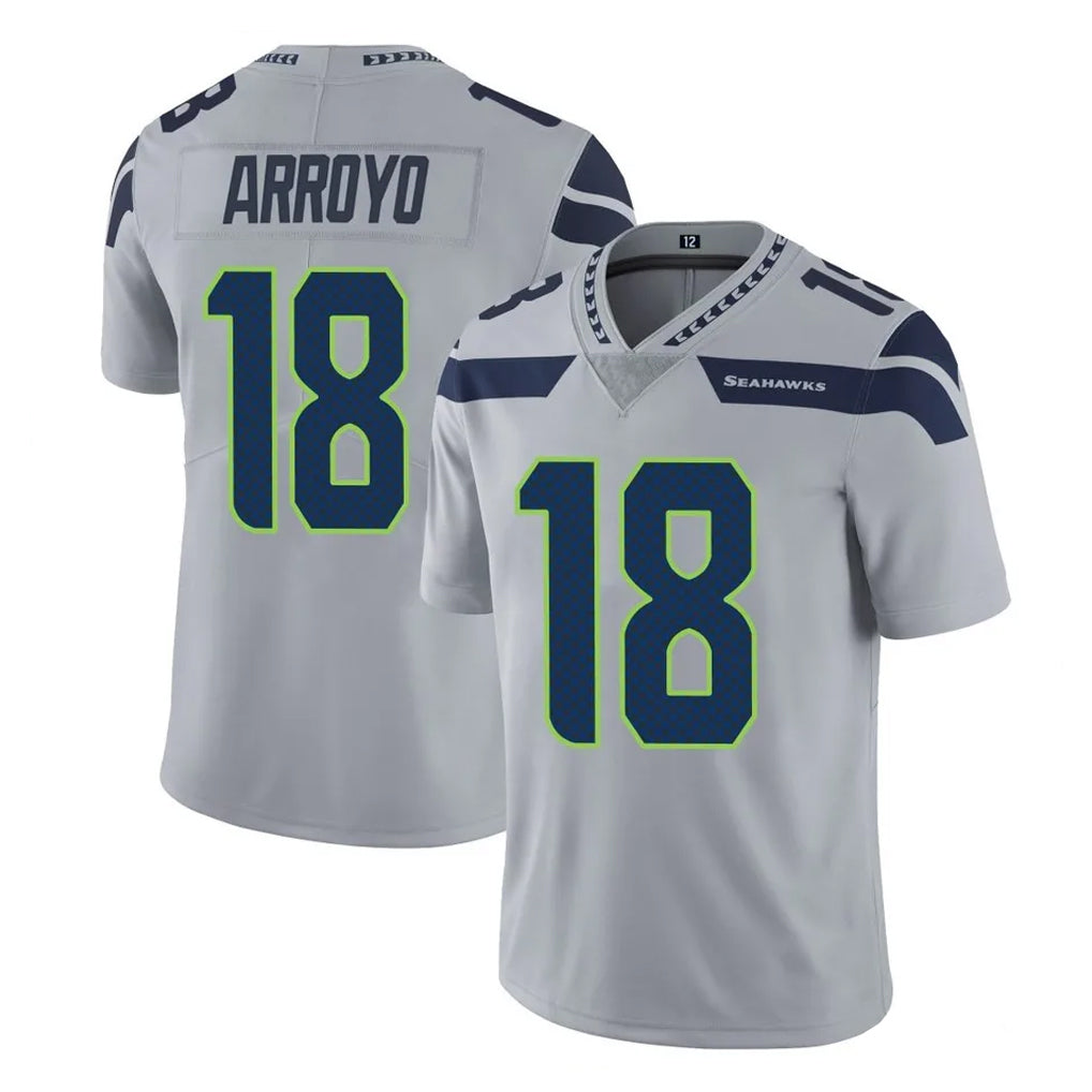 Kooe S.Seahawks #18 Elijah Arroyo Player Gray Limited Vapor Untouchable Home Game Stitched Jerseys