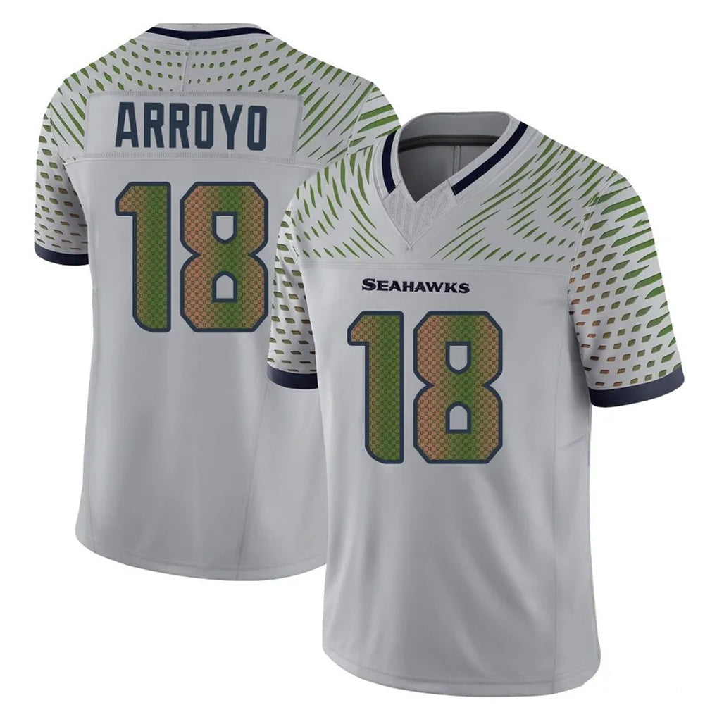 Kooe S.Seahawks #18 Elijah Arroyo Player Grey Limited 2025 Rivalries Collection Home Game Stitched Jerseys