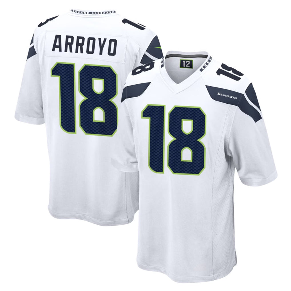 Kooe S.Seahawks #18 Elijah Arroyo Player White Home Game Stitched Jerseys