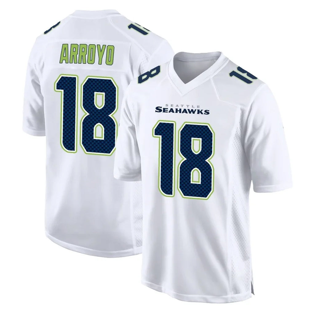 Kooe S.Seahawks #18 Elijah Arroyo Player White Tundra Fashion Home Game Stitched Jerseys