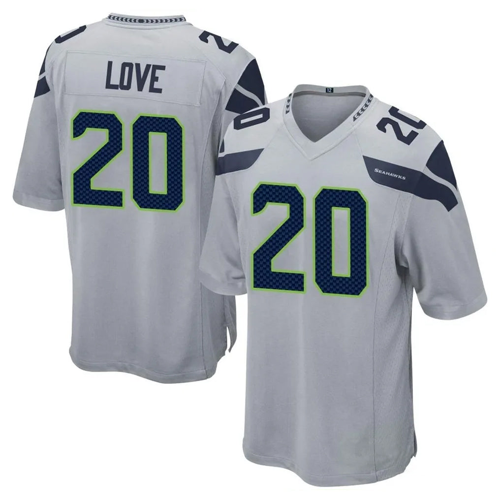 Kooe S.Seahawks #20 Julian Love Player Gray Home Game Stitched Jerseys