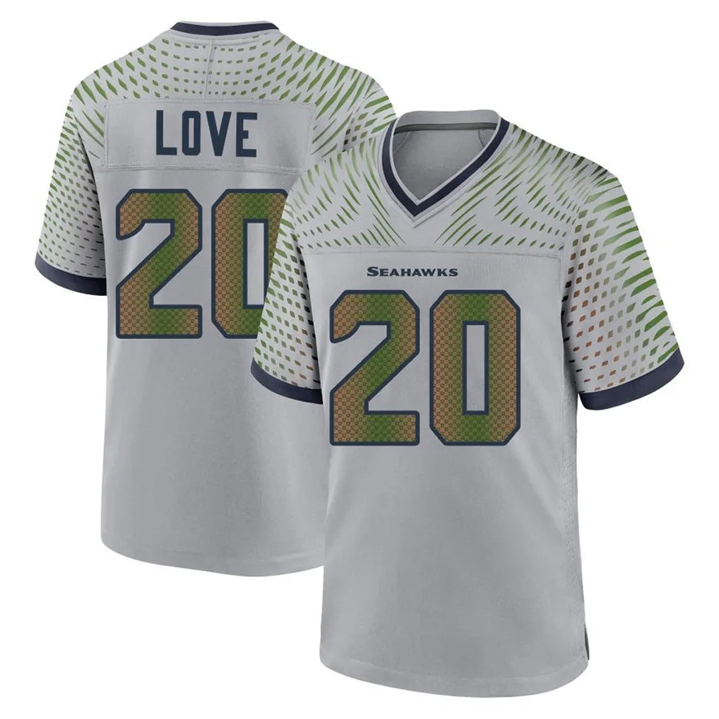 Kooe S.Seahawks #20 Julian Love Player Grey 2025 Rivalries Collection Home Game Stitched Jerseys