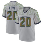 Kooe S.Seahawks #20 Julian Love Player Grey 2025 Rivalries Collection Home Game Stitched Jerseys