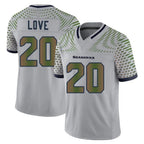 Kooe S.Seahawks #20 Julian Love Player Grey Limited 2025 Rivalries Collection Home Game Stitched Jerseys