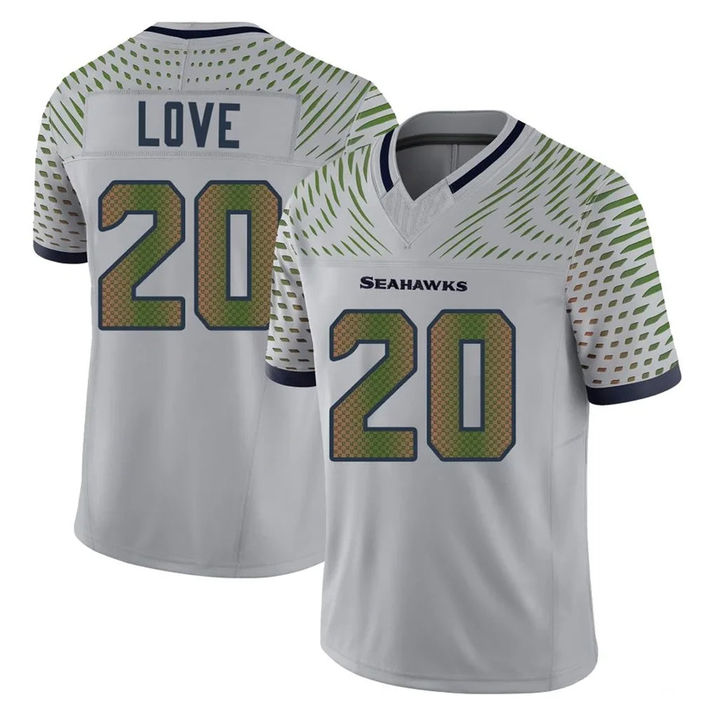 Kooe S.Seahawks #20 Julian Love Player Grey Limited 2025 Rivalries Collection Home Game Stitched Jerseys