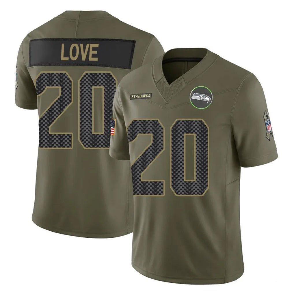 Kooe S.Seahawks #20 Julian Love Player Olive 2025 Salute To Service Limited Home Game Stitched Jerseys