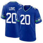 Kooe S.Seahawks #20 Julian Love Player Royal Throwback Home Game Stitched Jerseys