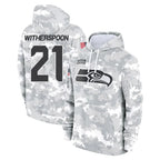 Kooe S.Seahawks #21 Devon Witherspoon Player Arctic Camo Limited Salute to Service Pullover Hoodies Game Stitched Jerseys