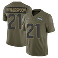 Kooe S.Seahawks #21 Devon Witherspoon Player Olive 2025 Salute To Service Limited Home Game Stitched Jerseys