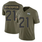 Kooe S.Seahawks #21 Devon Witherspoon Player Olive 2025 Salute To Service Limited Home Game Stitched Jerseys