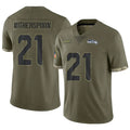Kooe S.Seahawks #21 Devon Witherspoon Player Salute to Service Olive Stitched Jerseys
