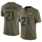 Kooe S.Seahawks #21 Devon Witherspoon Player Salute to Service Olive Stitched Jerseys