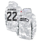 Kooe S.Seahawks #22 Rashid Shaheed Player Arctic Camo Limited Salute to Service Pullover Hoodies Game Stitched Jerseys