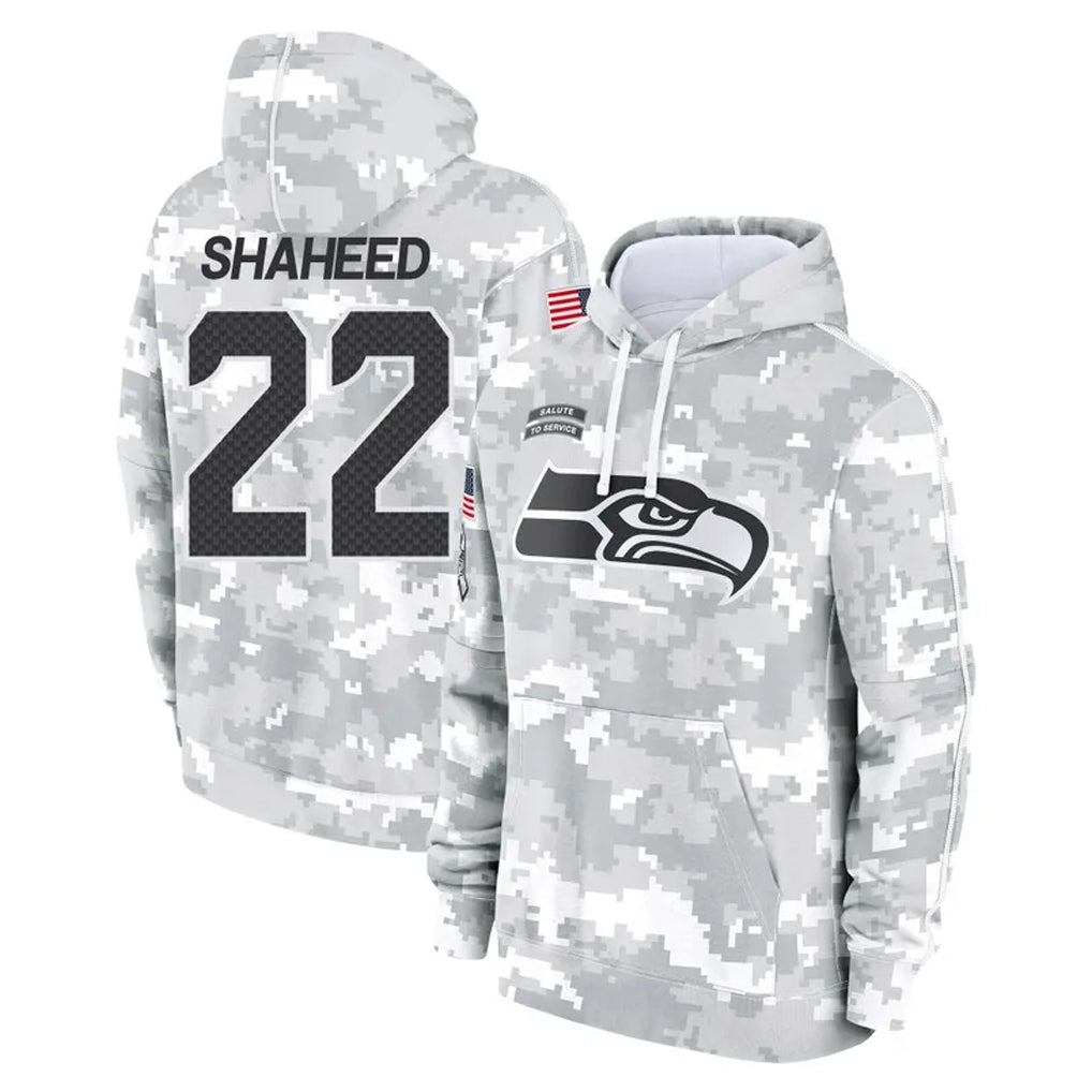 Kooe S.Seahawks #22 Rashid Shaheed Player Arctic Camo Limited Salute to Service Pullover Hoodies Game Stitched Jerseys