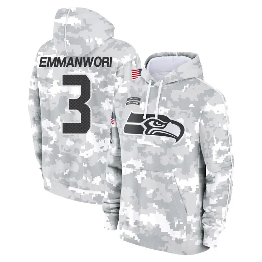 Kooe S.Seahawks #3 Nick Emmanwori Player Arctic Camo Limited Salute to Service Pullover Hoodies Game Stitched Jerseys