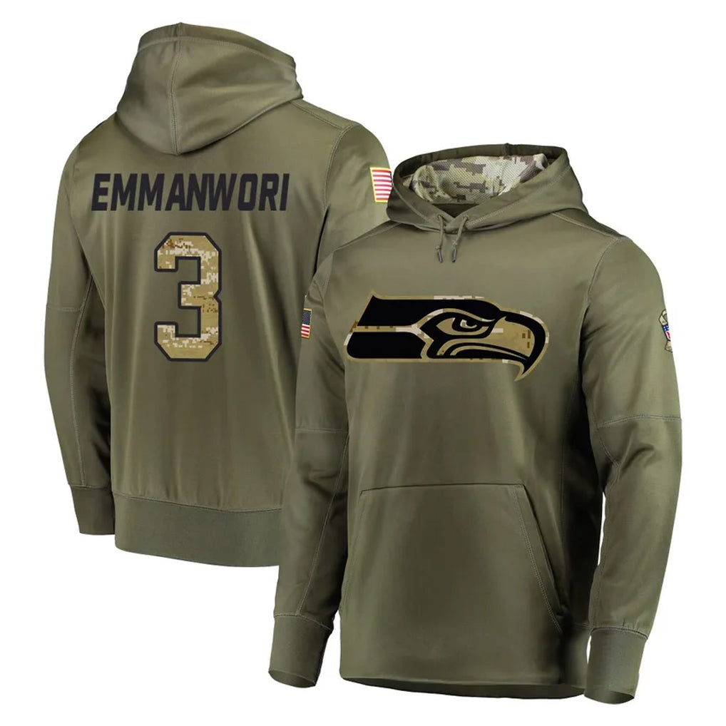 Kooe S.Seahawks #3 Nick Emmanwori Player Olive Salute to Service Pullover Hoodie Home Game Stitched Jerseys