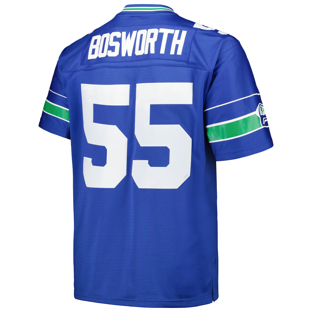 Kooe S.Seahawks #55 Brian Bosworth Mitchell & Ness Royal Big & Tall 1987 Legacy Retired Player Stitched Puhic Jersey