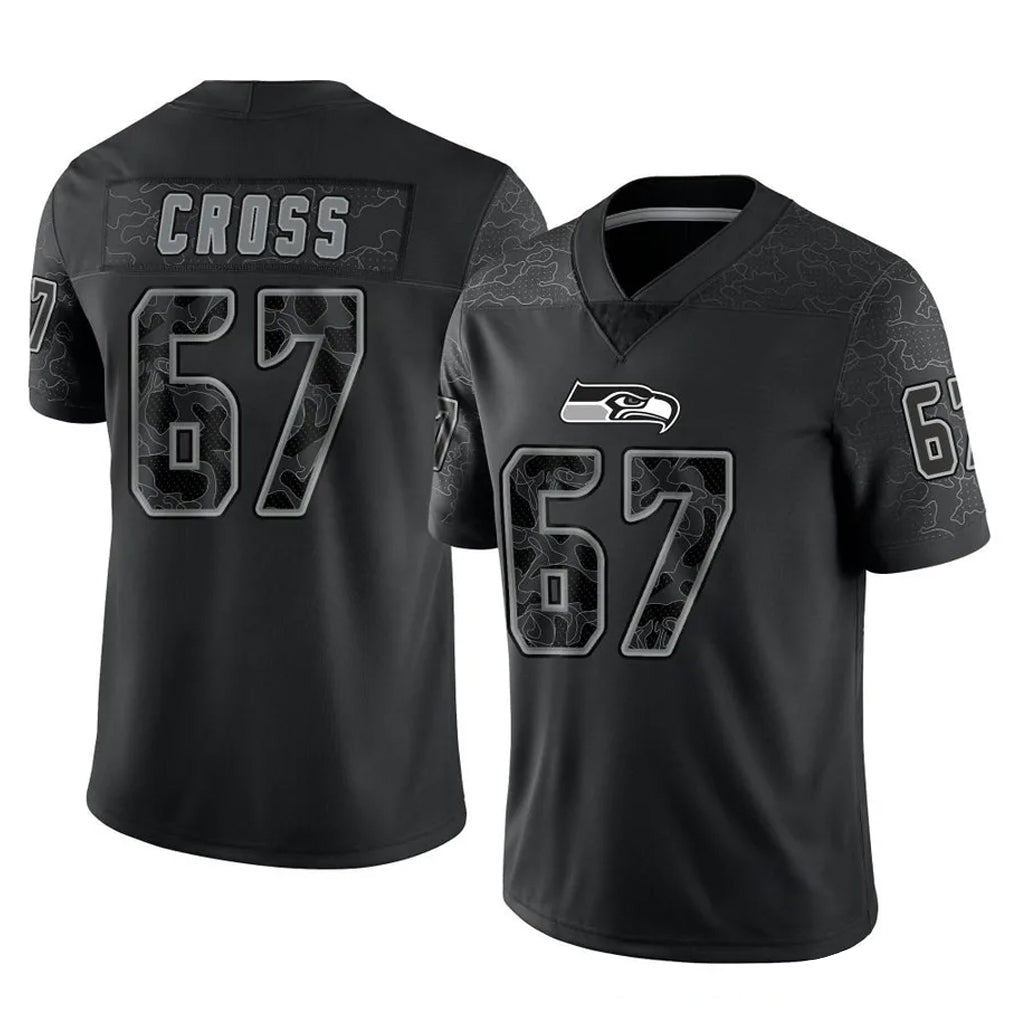 Kooe S.Seahawks #67 Charles Cross Player Black Limited Reflective Home Game Stitched Jerseys