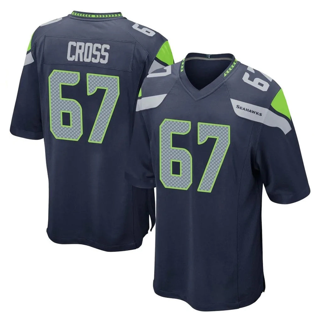 Kooe S.Seahawks #67 Charles Cross Player Navy Home Game Stitched Jerseys