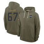 Kooe S.Seahawks #67 Charles Cross Player Olive Salute to Service Pullover Hoodies Limited Stitched Jerseys
