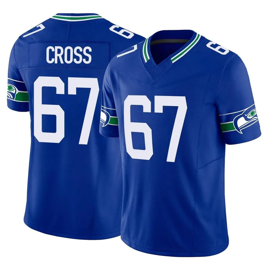 Kooe S.Seahawks #67 Charles Cross Player Royal Limited Throwback Vapor F.U.S.E. Home Game Stitched Jerseys