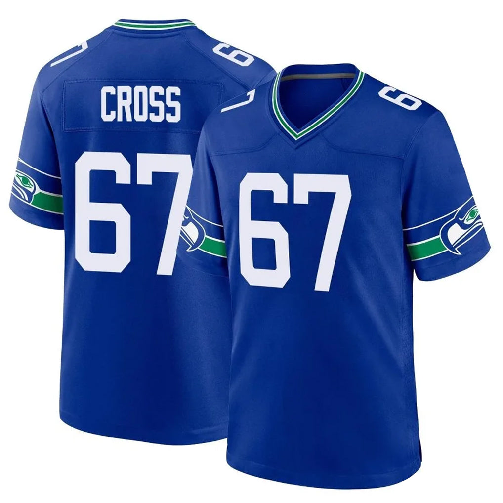 Kooe S.Seahawks #67 Charles Cross Player Royal Throwback Home Game Stitched Jerseys