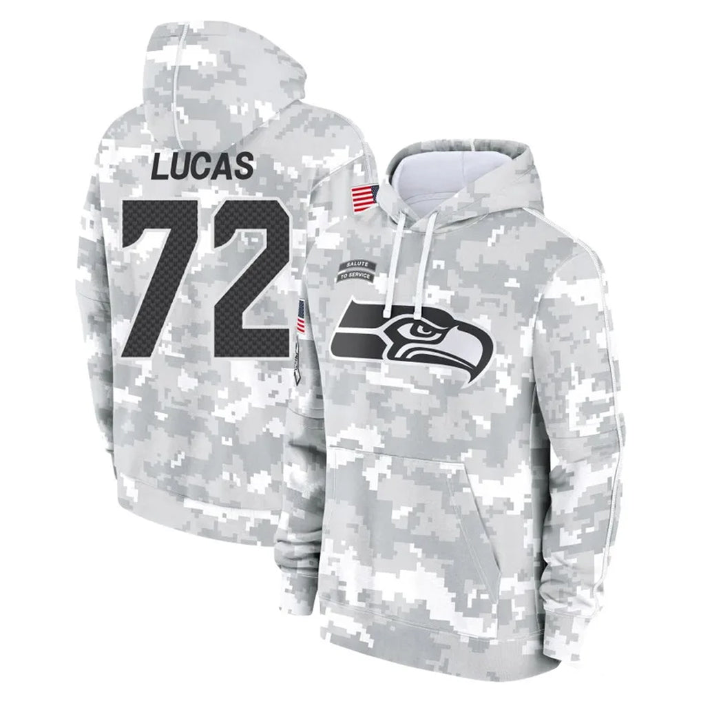 Kooe S.Seahawks #72 Abraham Lucas Player Arctic Camo Limited Salute to Service Pullover Hoodies Game Stitched Jerseys