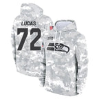 Kooe S.Seahawks #72 Abraham Lucas Player Arctic Camo Limited Salute to Service Pullover Hoodies Game Stitched Jerseys