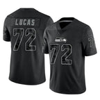 Kooe S.Seahawks #72 Abraham Lucas Player Black Limited Reflective Home Game Stitched Jerseys