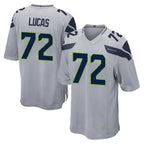 Kooe S.Seahawks #72 Abraham Lucas Player Gray Home Game Stitched Jerseys