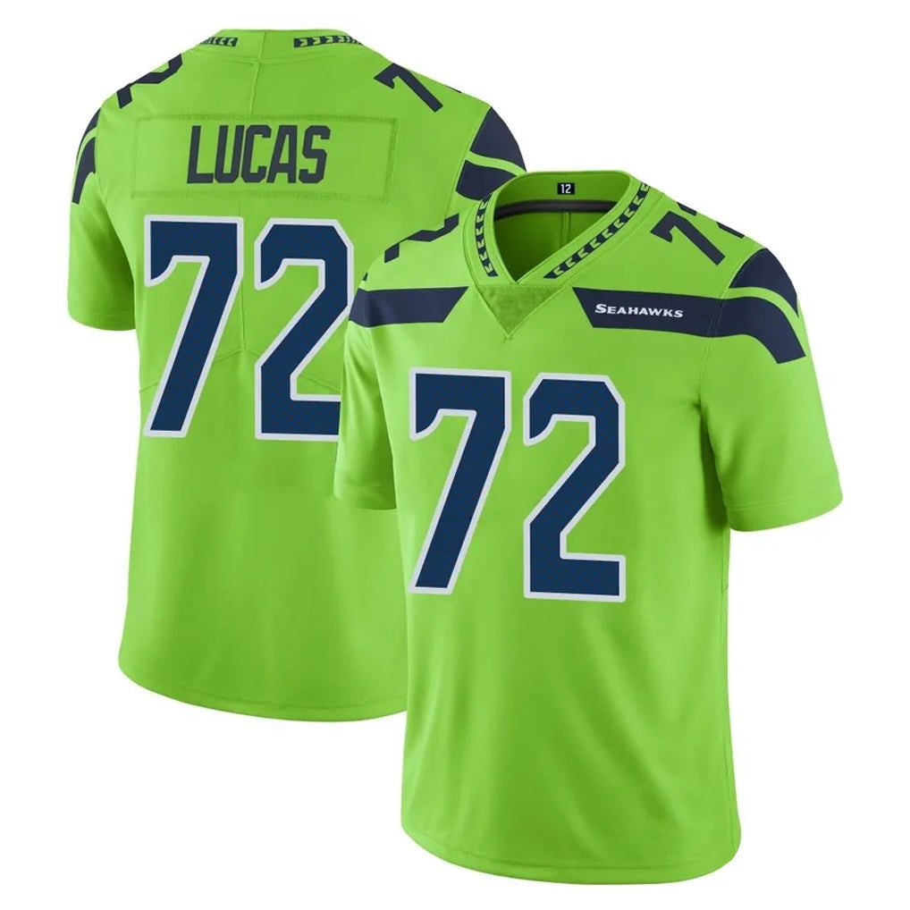 Kooe S.Seahawks #72 Abraham Lucas Player Green Limited Color Rush Home Game Stitched Jerseys