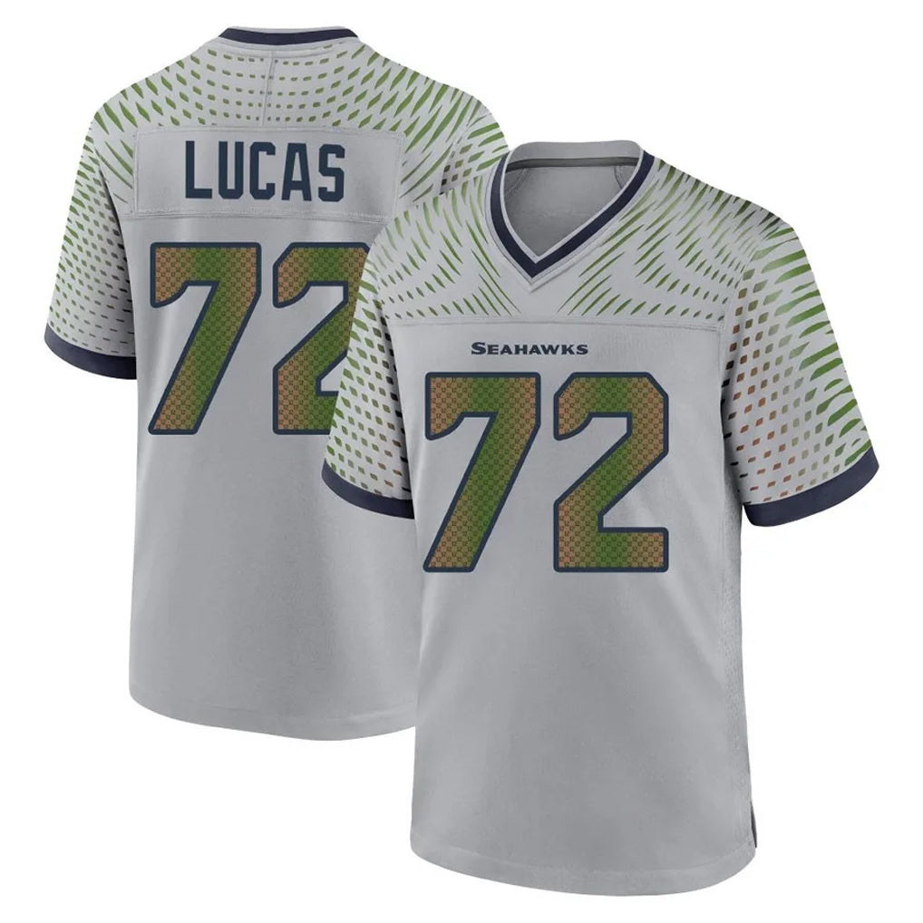 Kooe S.Seahawks #72 Abraham Lucas Player Grey 2025 Rivalries Collection Home Game Stitched Jerseys
