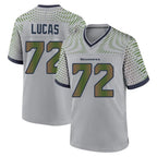 Kooe S.Seahawks #72 Abraham Lucas Player Grey 2025 Rivalries Collection Home Game Stitched Jerseys