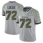 Kooe S.Seahawks #72 Abraham Lucas Player Grey Limited 2025 Rivalries Collection Home Game Stitched Jerseys