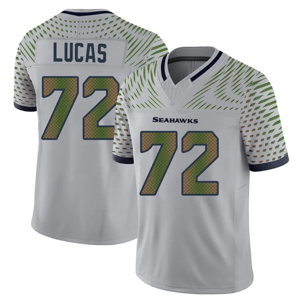 Kooe S.Seahawks #72 Abraham Lucas Player Grey Limited 2025 Rivalries Collection Home Game Stitched Jerseys