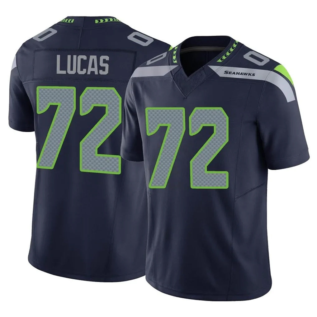 Kooe S.Seahawks #72 Abraham Lucas Player Navy Limited Vapor F.U.S.E. Home Game Stitched Jerseys