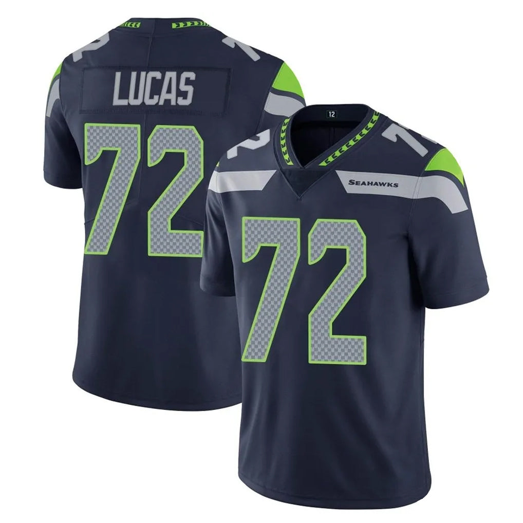 Kooe S.Seahawks #72 Abraham Lucas Player Navy Limited Vapor Untouchable Home Game Stitched Jerseys