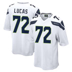 Kooe S.Seahawks #72 Abraham Lucas Player White Home Game Stitched Jerseys