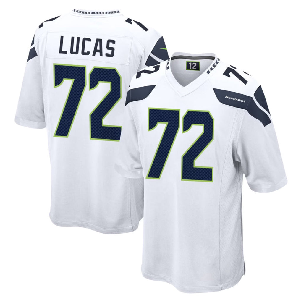 Kooe S.Seahawks #72 Abraham Lucas Player White Home Game Stitched Jerseys